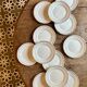 Lot de 12 assiettes à dessert vintage blanches et dorées Céranord