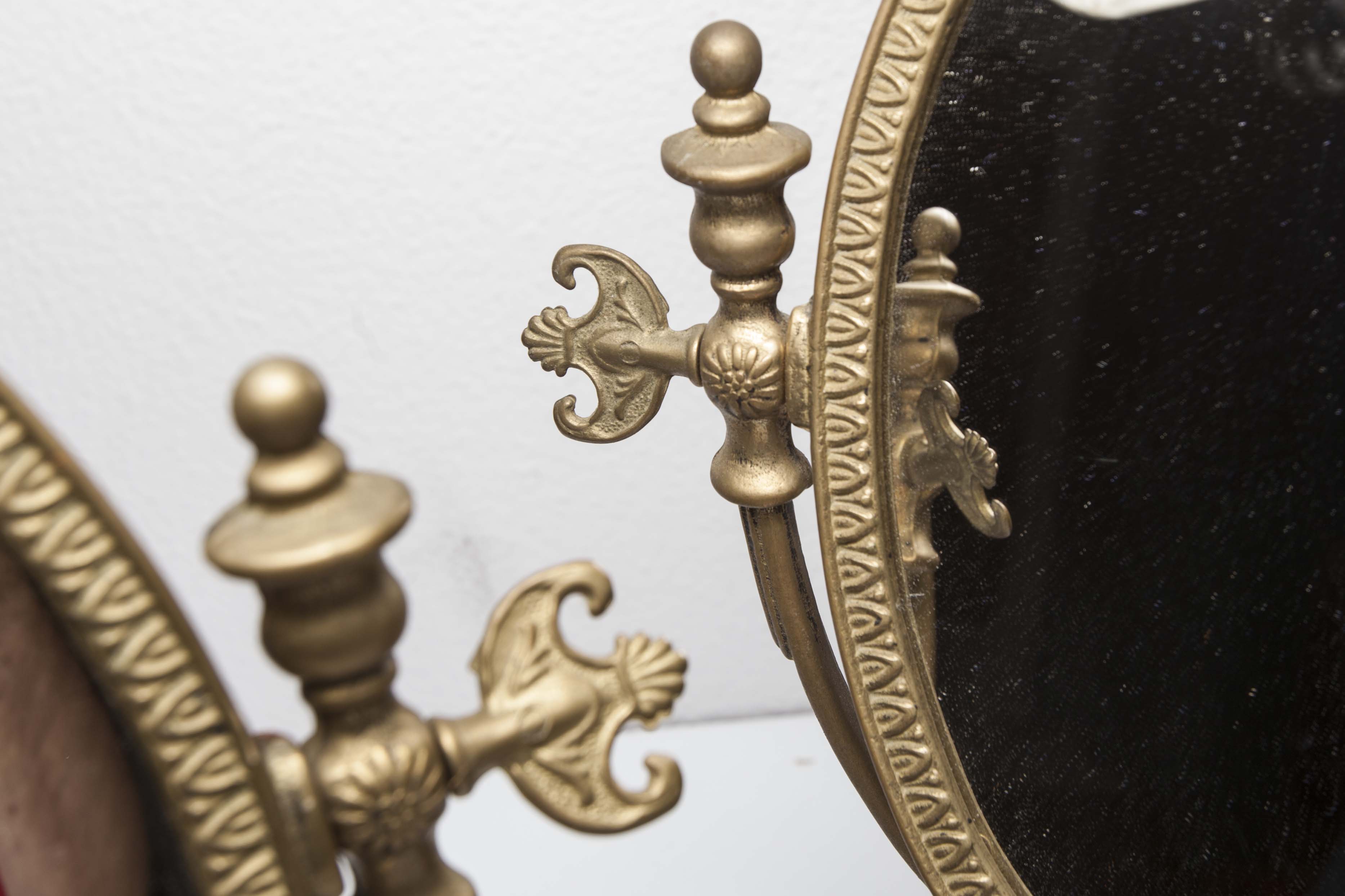 Pair of brass table mirror  28x39cm