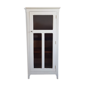 Armoire  parisienne ancienne blanche vitrée