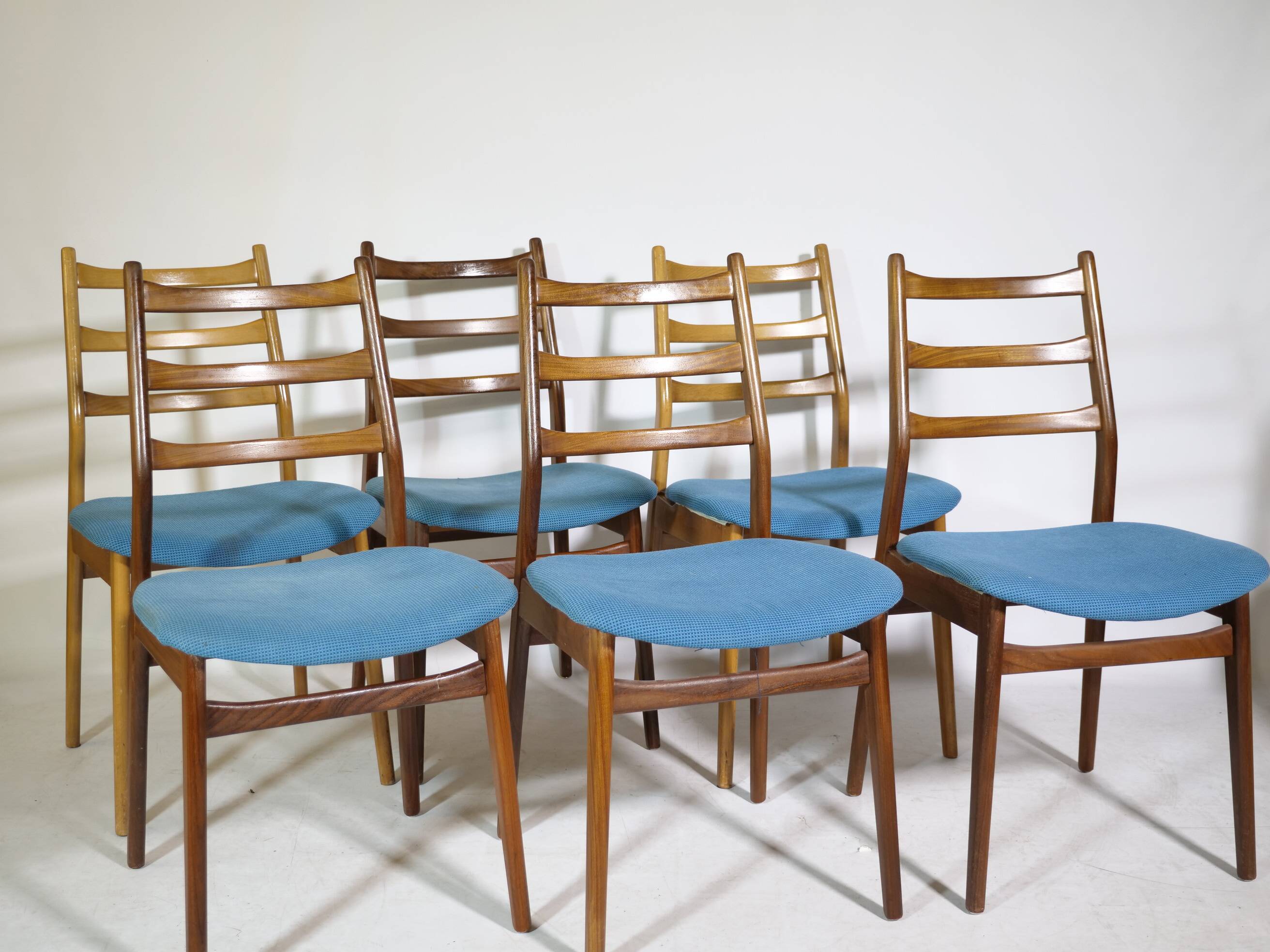 Mid-Century Design Teak and Walnut Dining Chairs by Casala, Set of 6, 1960s