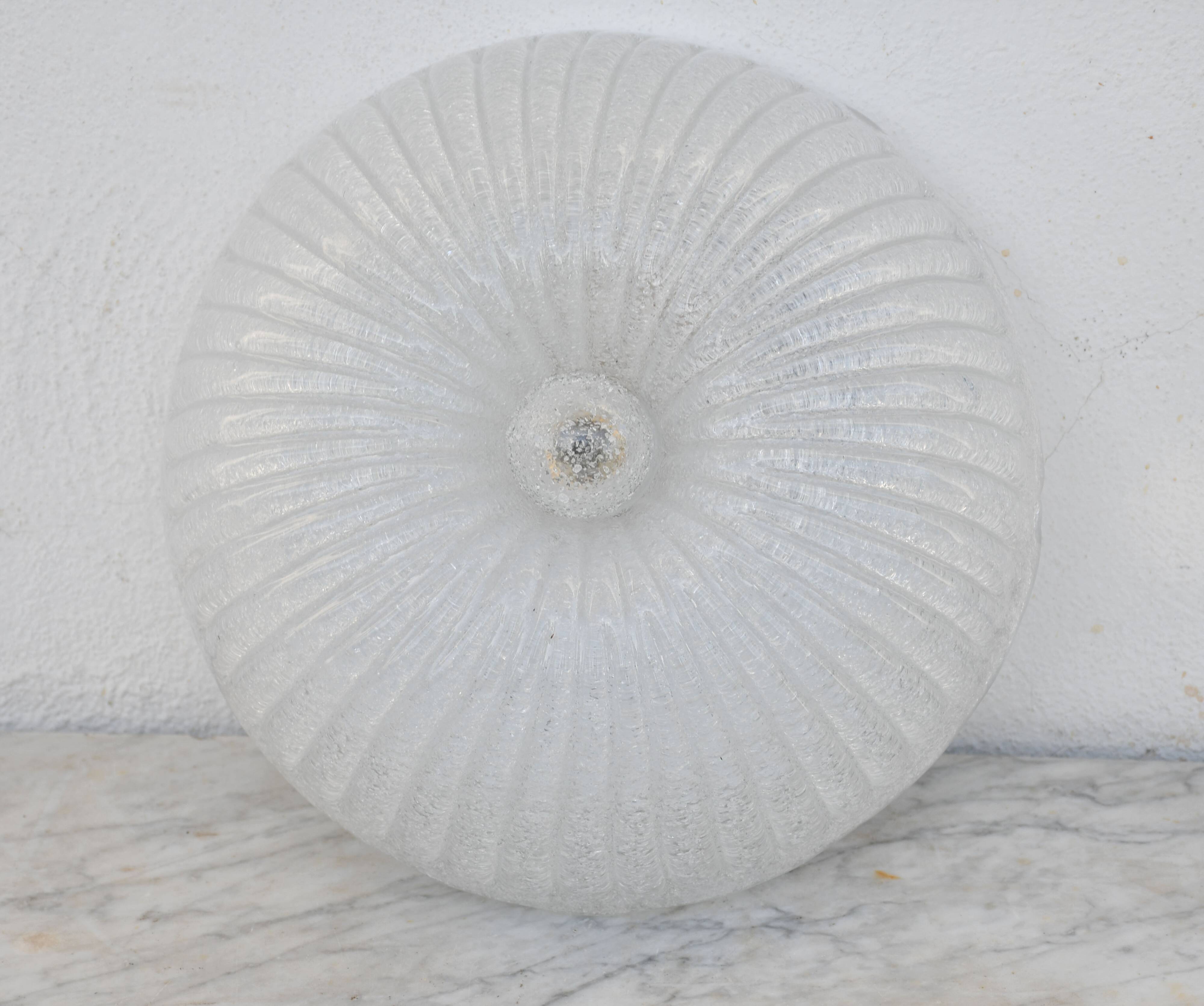 Italian midcentury Murano glass flush mount light Barovier style, 1970s