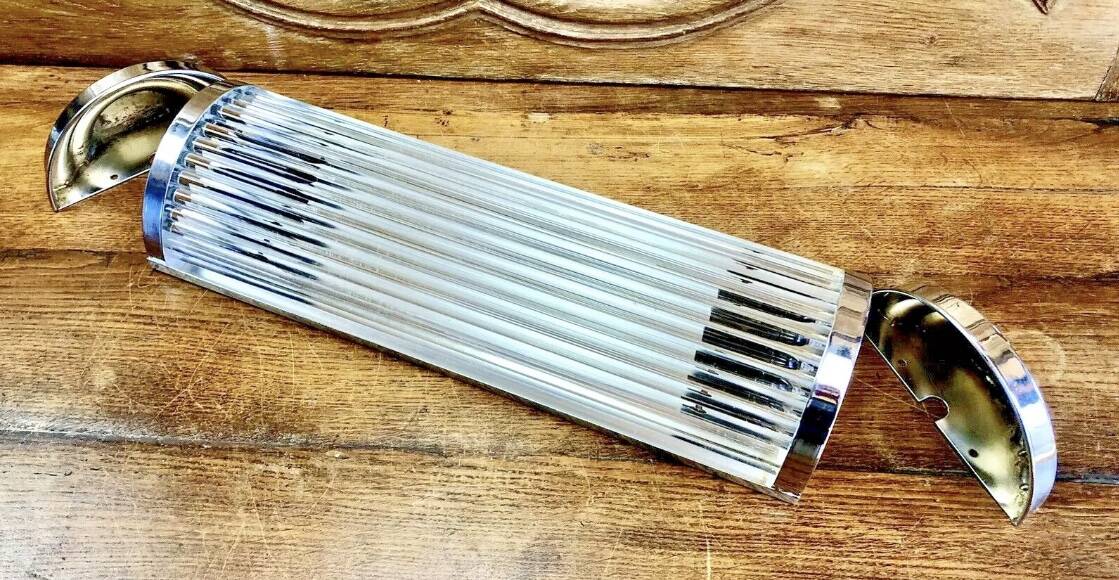 Chrome and glass tube wall light Petitot Genet and Michon c 1950