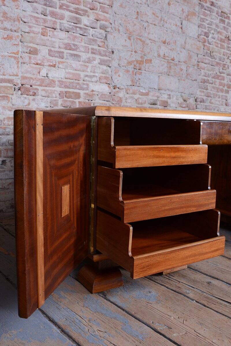 Art Deco Writing Desk in Mahogany and Walnut, 1920s