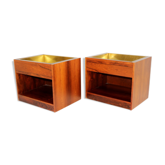 Pair of rosewood and metal planters, Sweden, 1960