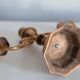 Decorative golden metal candle holders from the mid-20th century, Menora, France, 1960s.