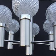 Chandelier metal chrome glass balls space age sputnik midcentury 70s