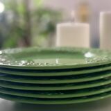 6 barbotine dessert plates.