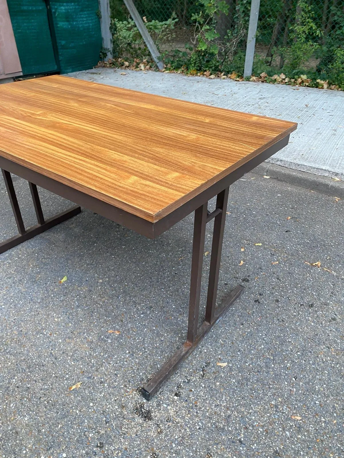 Mid-Century wooden and steel folding table brown 1970 120x70cm