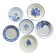 6 assiettes à dessert vintage faïence dépareillée bleue blanche