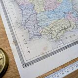 L'Espagne, carte ancienne, imprimée en 1852.