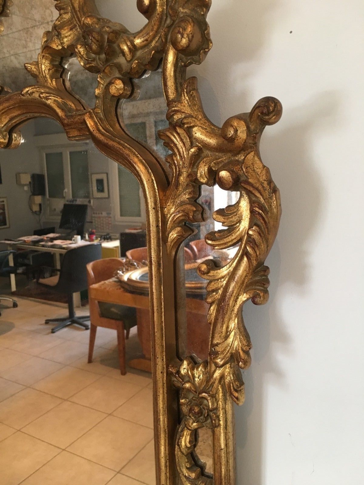 Gilded wooden rockery mirror XX century 140x83cm