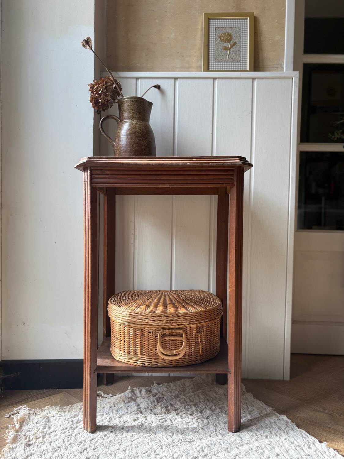 Art Deco bedside table in solid wood