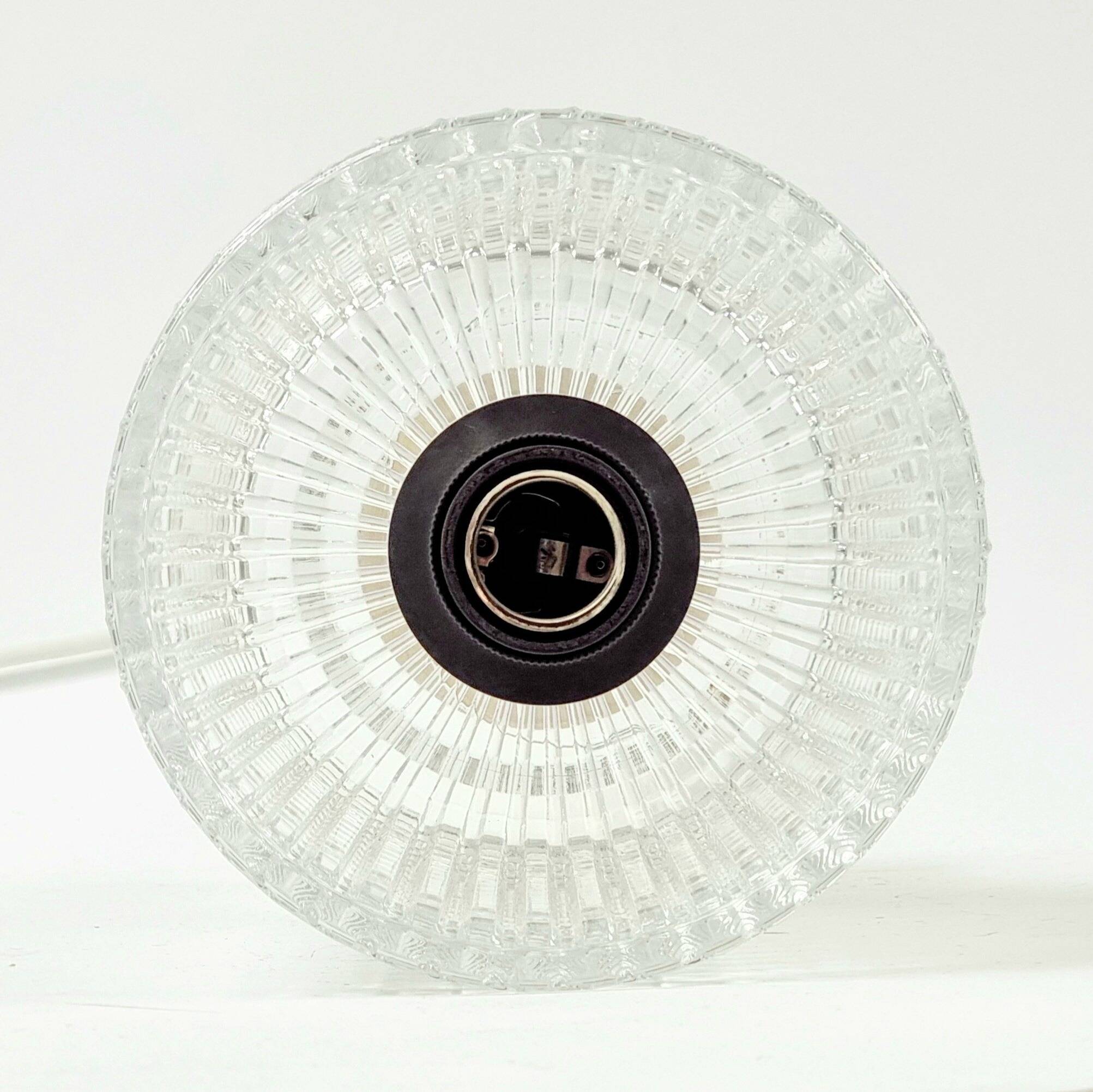 Mid-Century Scandinavian Crystal Glass & Brass Ceiling Light by Fagerlund