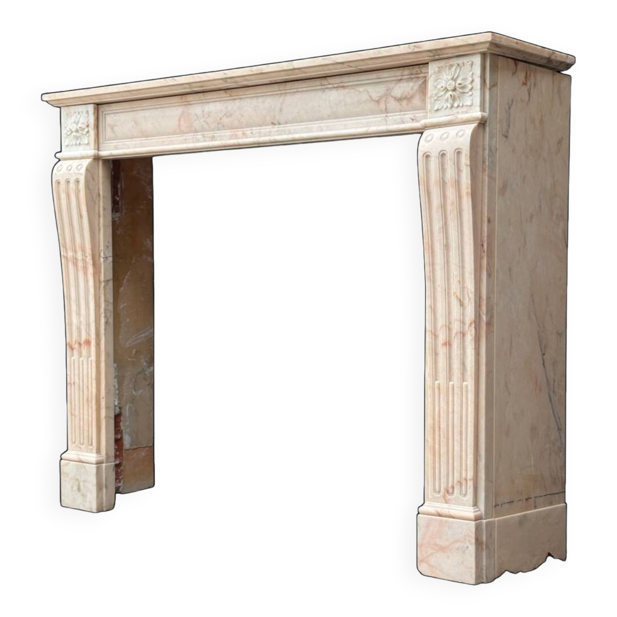 Louis XVI style fireplace in pink marble, circa 1920