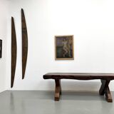 Table Brutaliste en Chêne Massif, Art Populaire (Vers 1900)