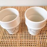 Lot of 2 ceramic cups grey Berber motifs
