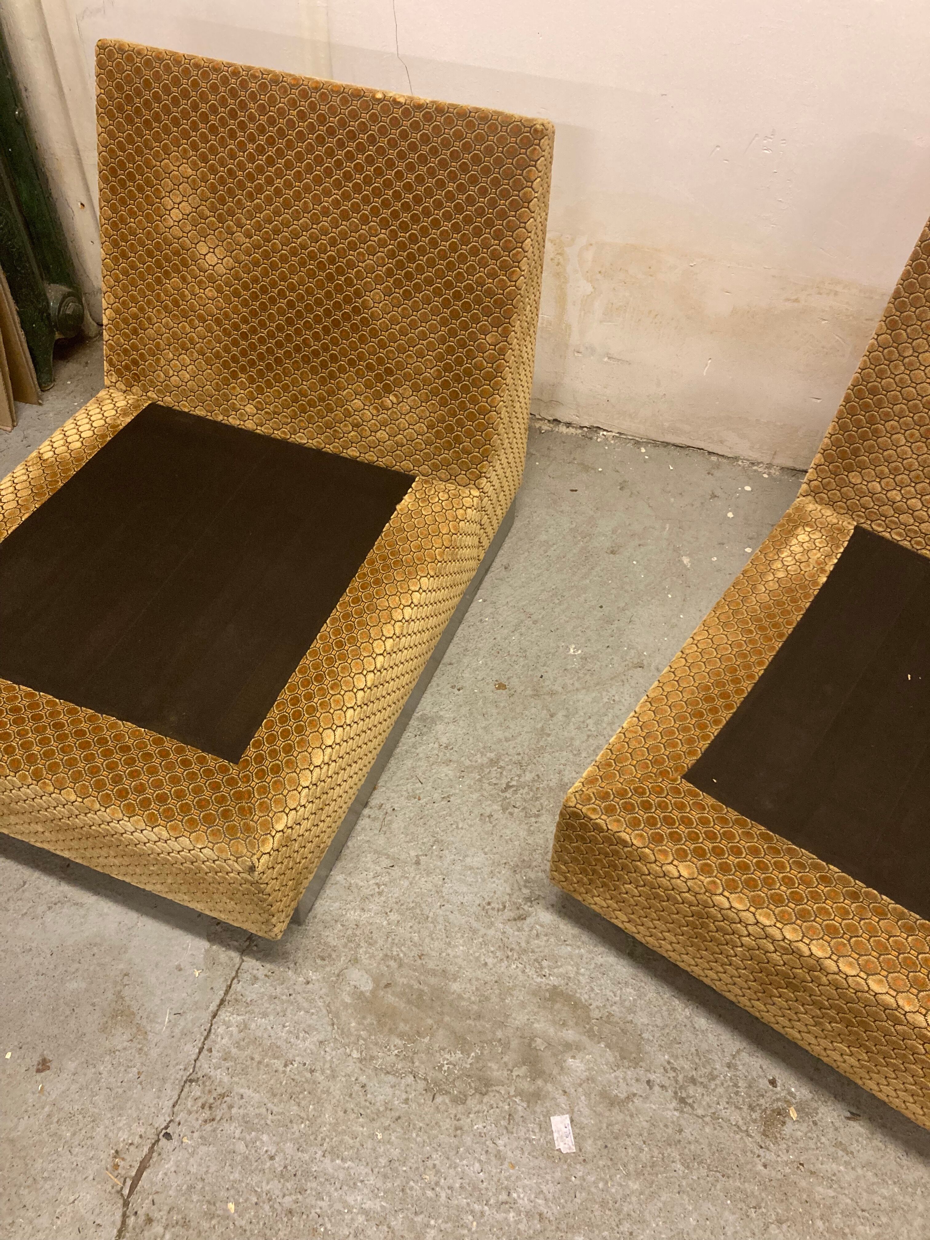 Pair of chauffeuses by Pierre Folie, éditions Jacques Charpentier 70's