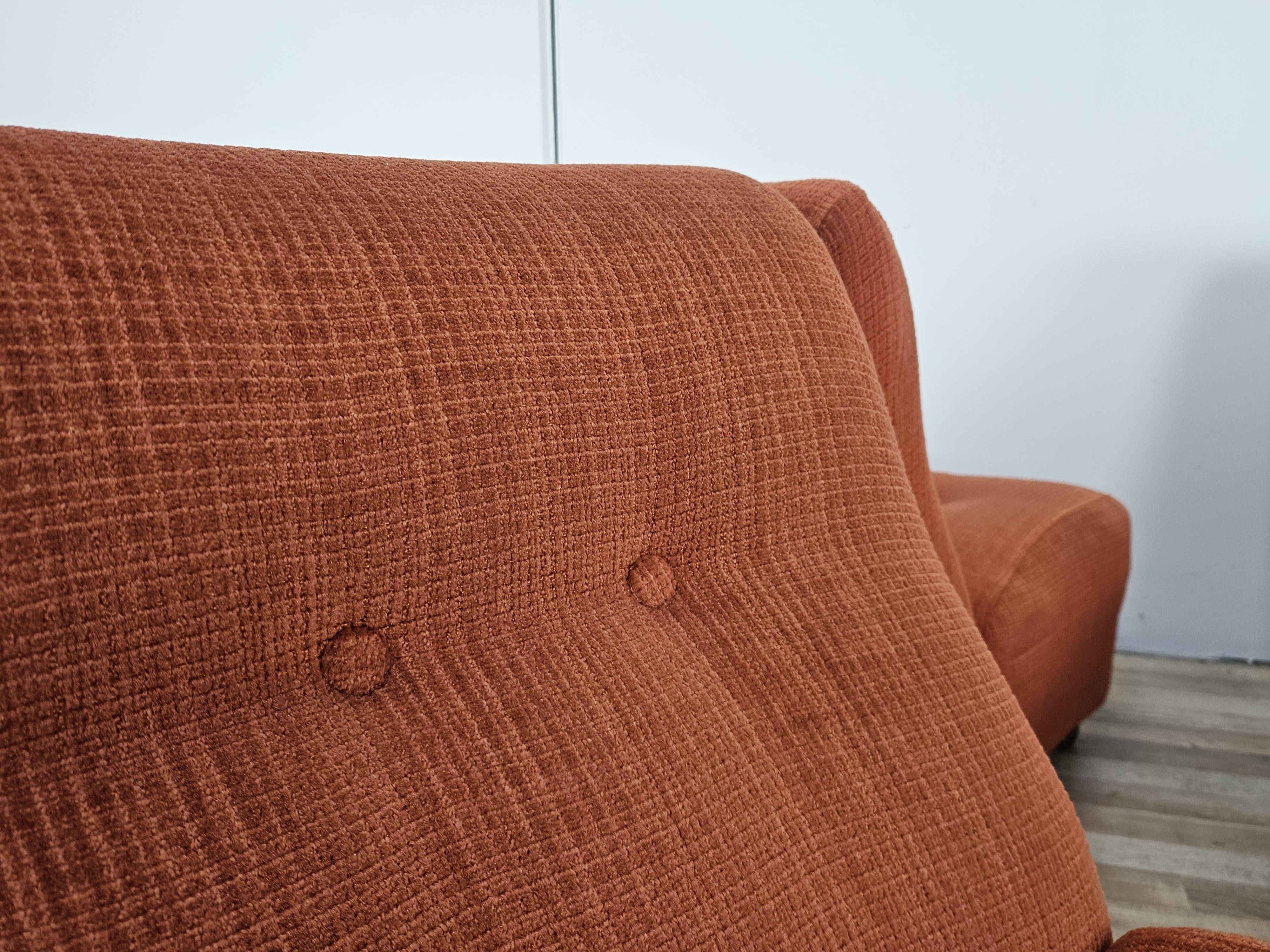 1970s modular armchairs in red fabric