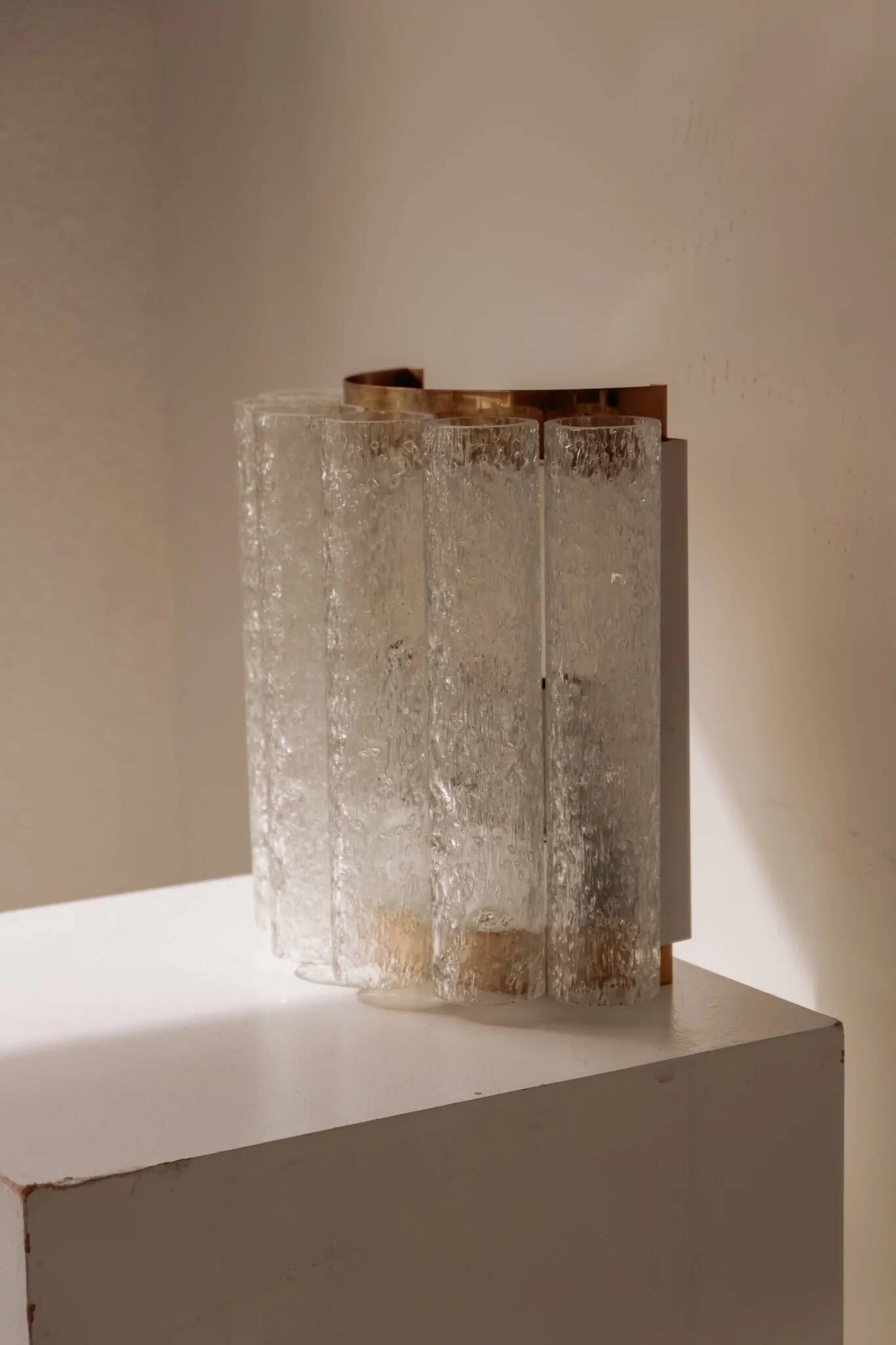 Vintage wall light Doria Leuchten with frosted glass tubes.