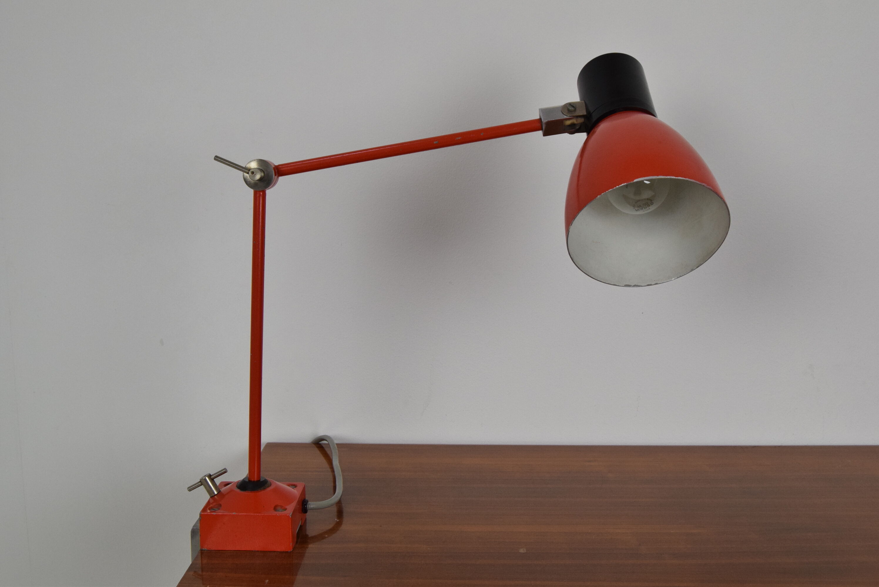 Adjustable industrial table lamp, czechoslovakia,1960's.