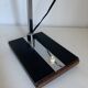 Large vintage 1960s black and wood eyeball design desk lamp - 50 cm