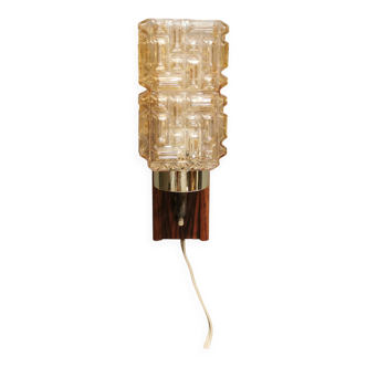 Small, stylish wall lamp with rosewood suspension and hard pressed glass