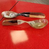 Salad server in buffalo horn and exotic wood