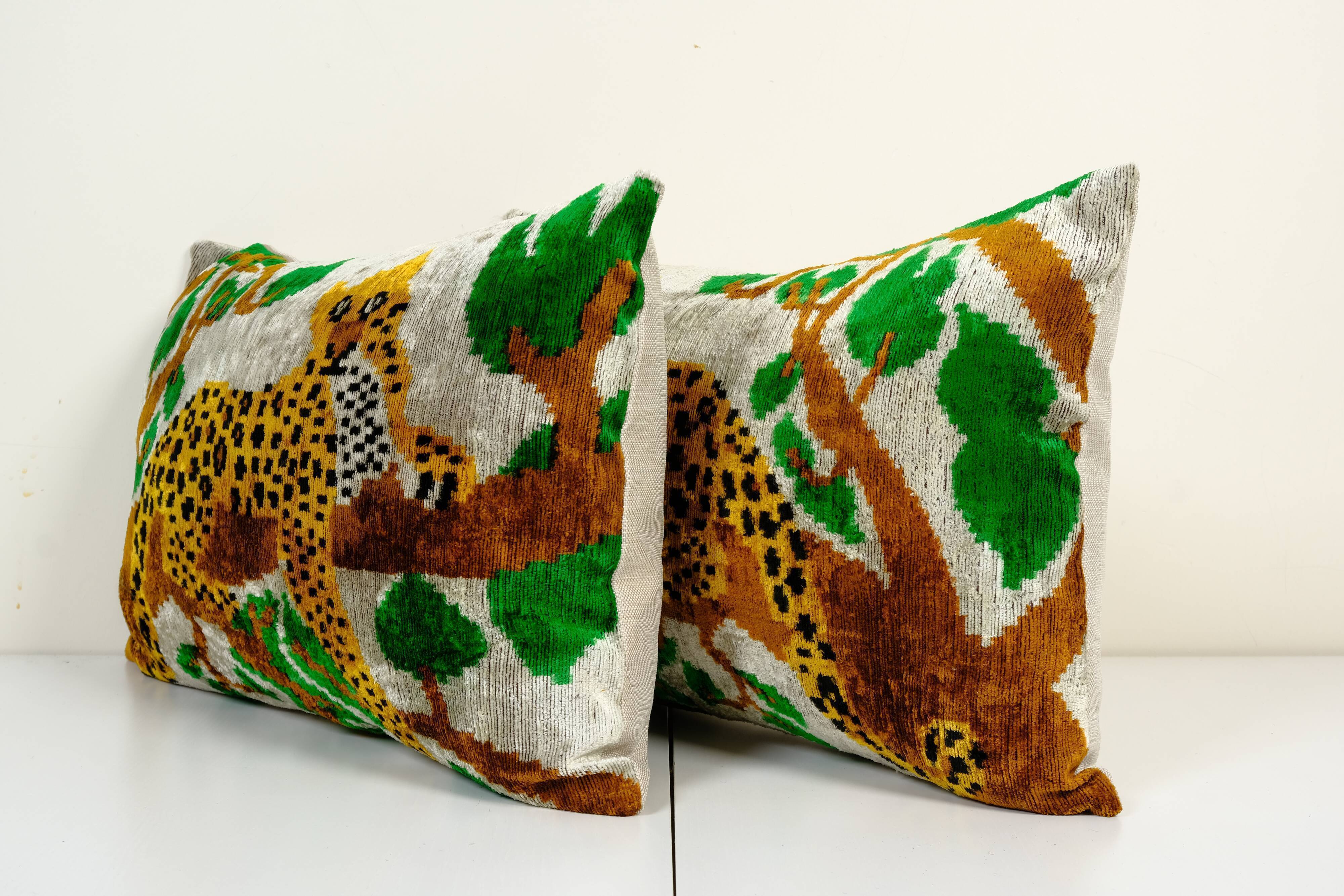 Set of two ikat velvet pillow covers