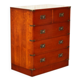 Vintage Military Campaign style chest of drawers in golden oak