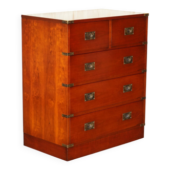 Vintage Military Campaign style chest of drawers in golden oak