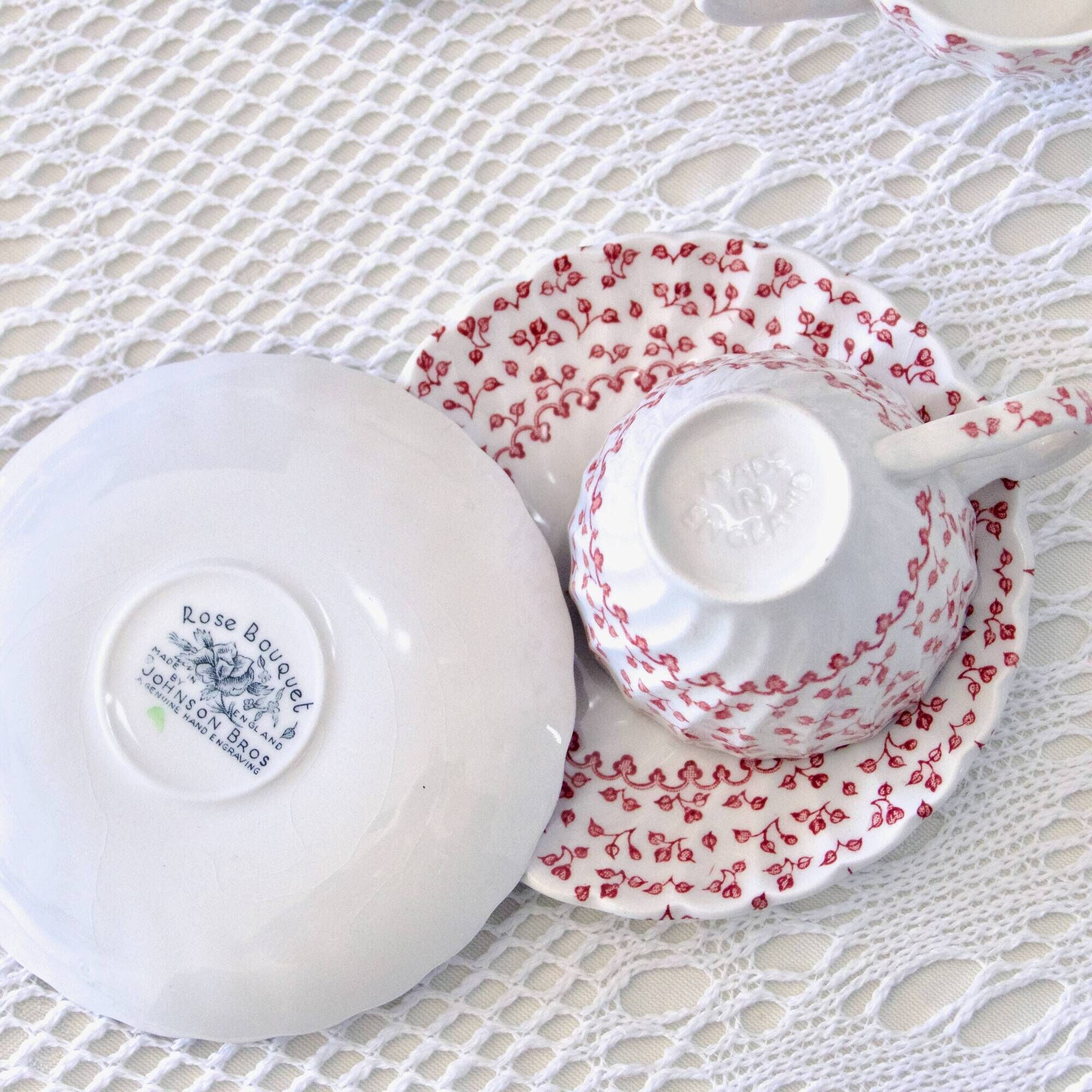 Johnson & Bros "Rose Bouquet" Antique Porcelain Coffee Set