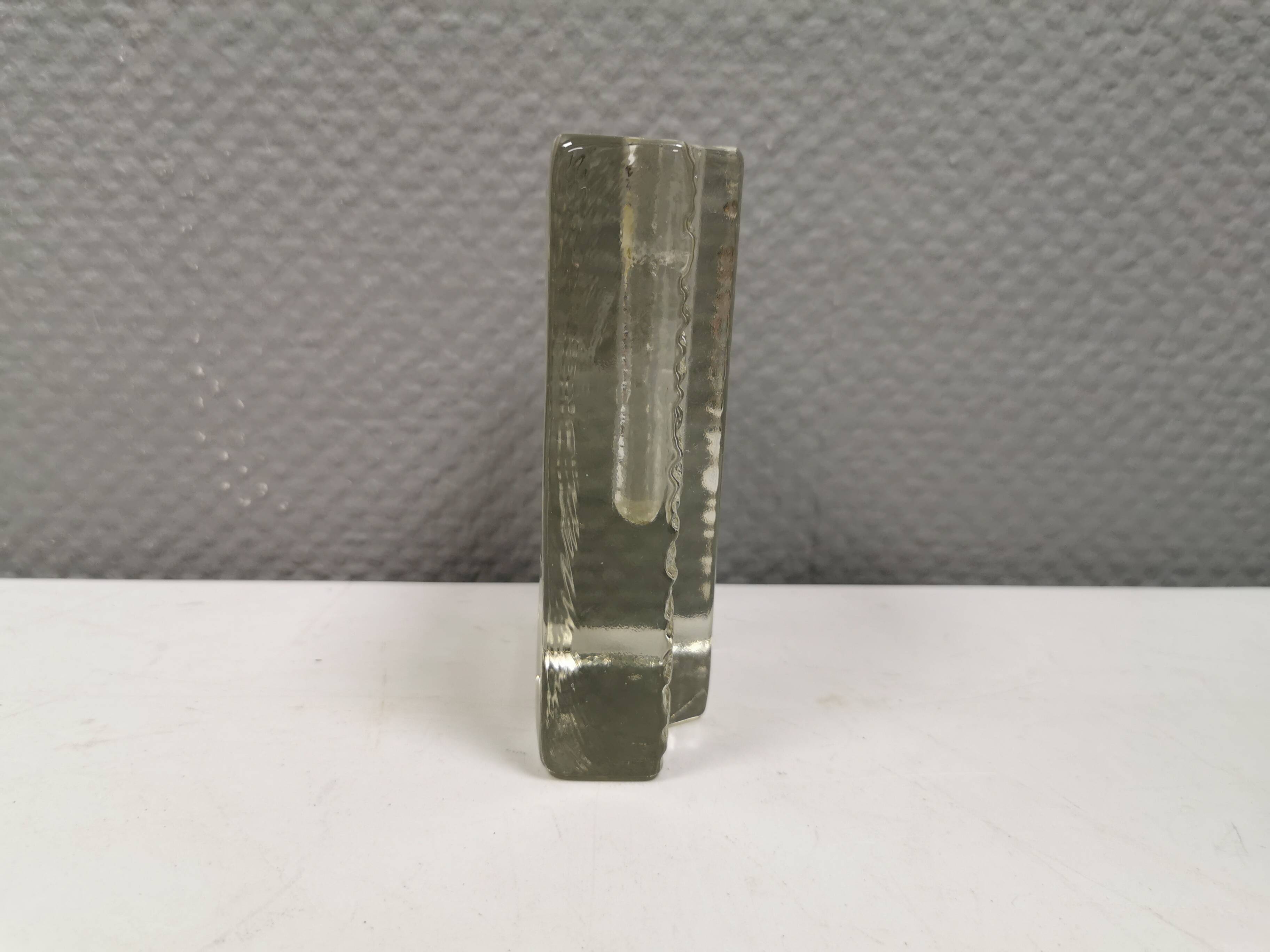 Pukeberg Walther Glass rectangular “solifleur” glass vase with one stem.