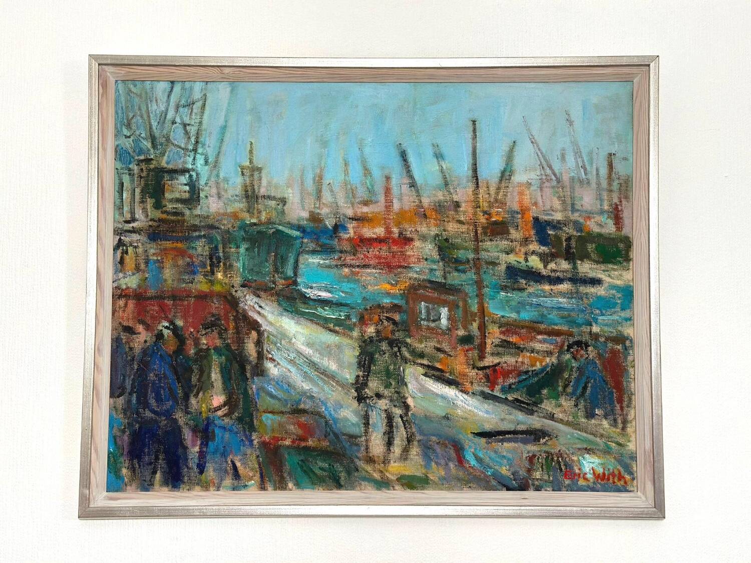 Swedish Oil on Canvas – “Port of Gothenburg” by Eric With