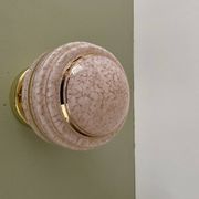 Vintage art deco globe wall or ceiling light in pink and gold Clichy glass
