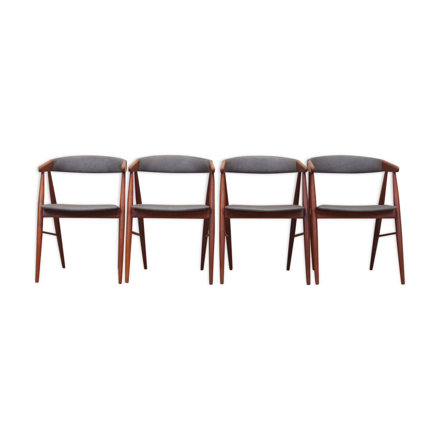 Set of four teak chairs, Danish design, 1960s, designer: Ejner Larsen & Aksel Bender Madsen