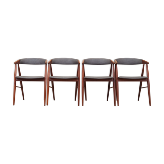 Set of four teak chairs, Danish design, 1960s, designer: Ejner Larsen & Aksel Bender Madsen