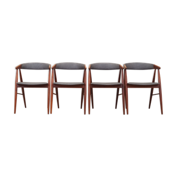 Set of four teak chairs, Danish design, 1960s, designer: Ejner Larsen & Aksel Bender Madsen