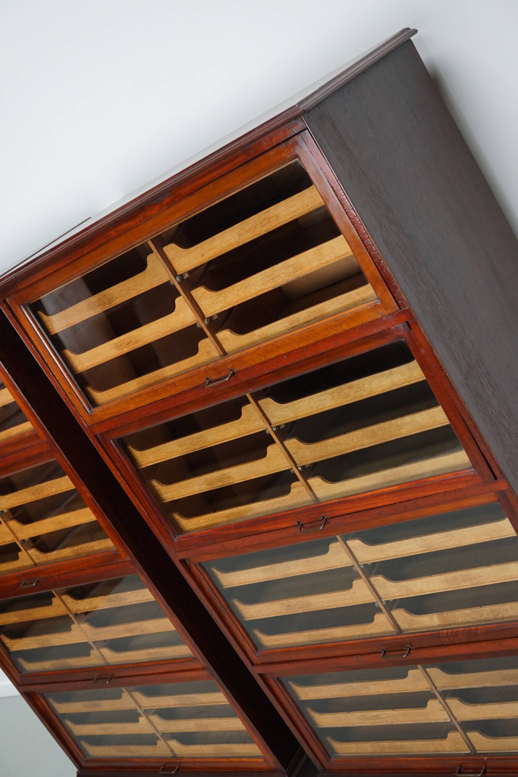 English Haberdashery Shop Cabinet with Glass Fronted Folding Doors, Ca 1920