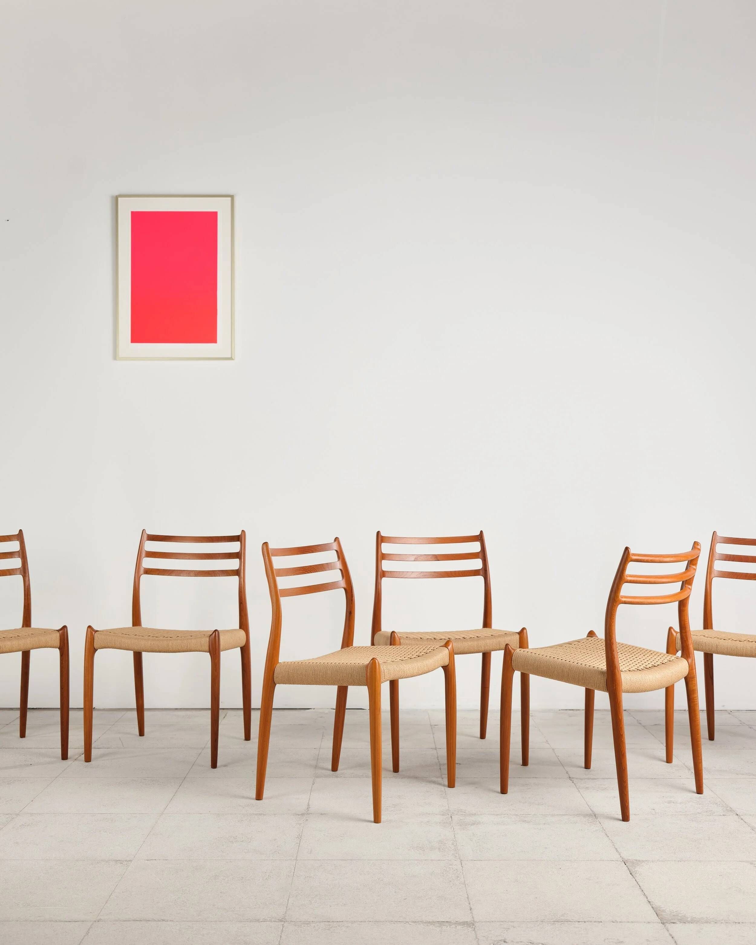 Set of 6 model 78 chairs in teak by Niels O. Møller, Denmark, 1960s.