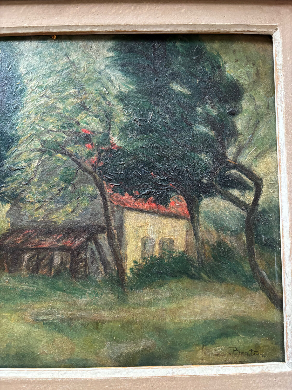 Oil painting, woods, signed Bertin 1932, framed