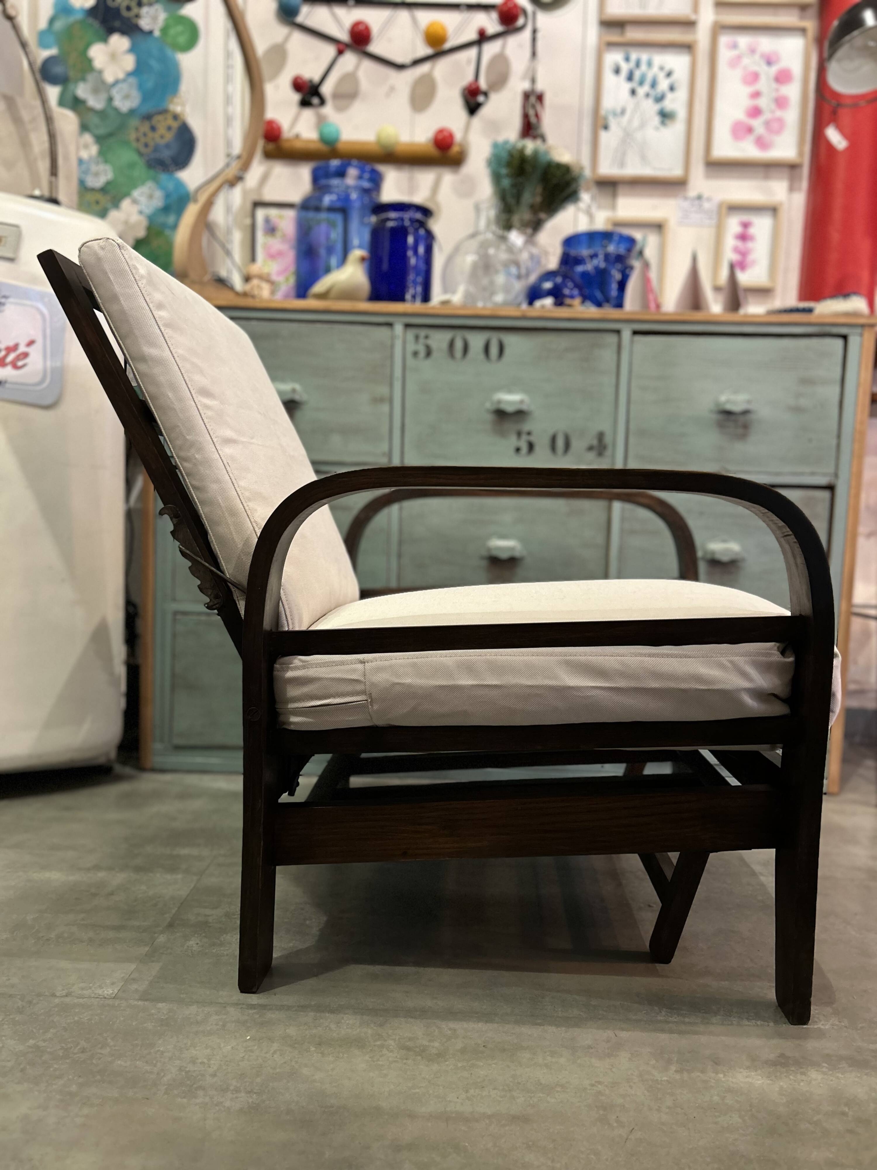 Multi-position relaxation armchair from the 1930s/40s in teak.