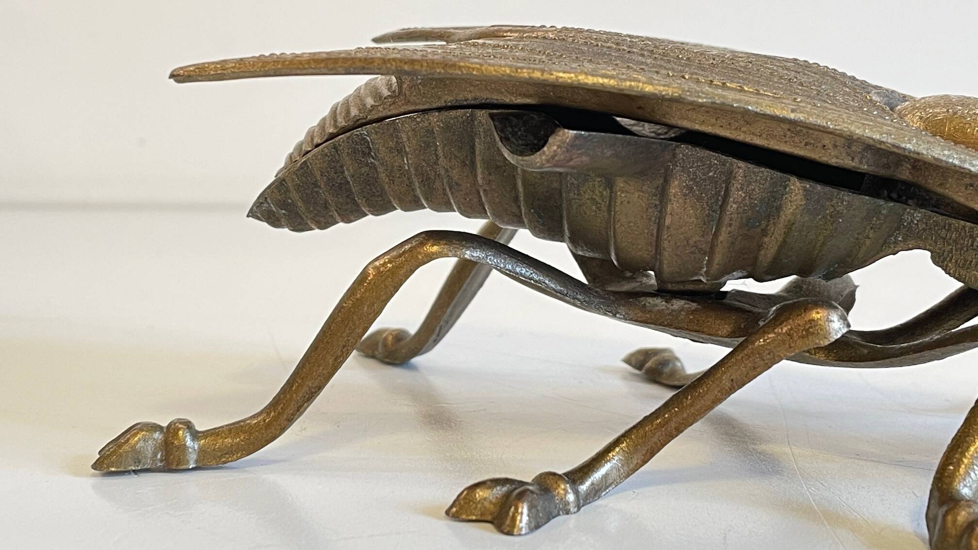 Vintage fly ashtray in patinated metal