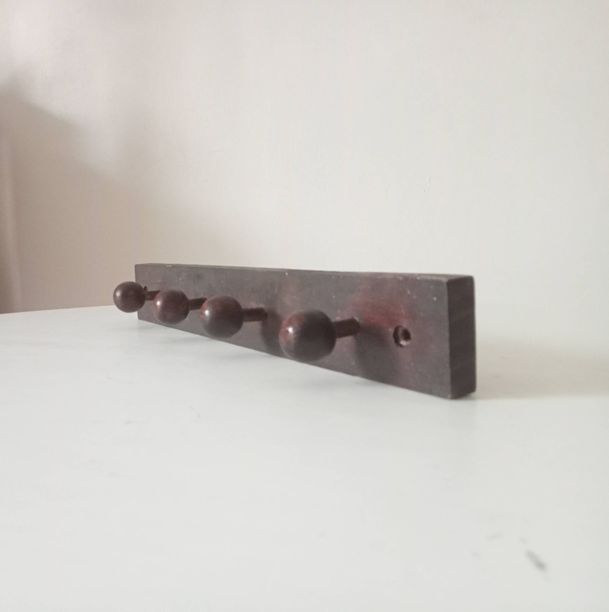 Vintage wooden wall coat rack