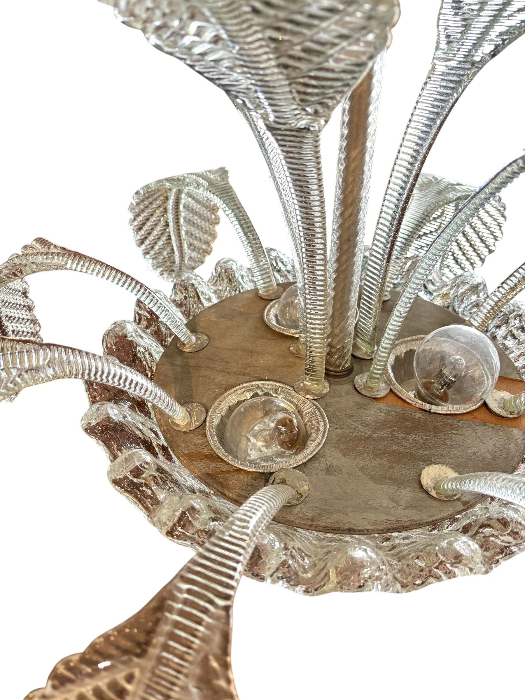 4-light glass chandelier attributed to Murano, 20th century