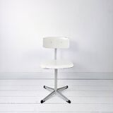 Mid Century Chaise d'école Chaise d'enfant Blanc Bois Métal Vintage Rétro C