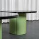 2 tables basses en cuir et plexiglas