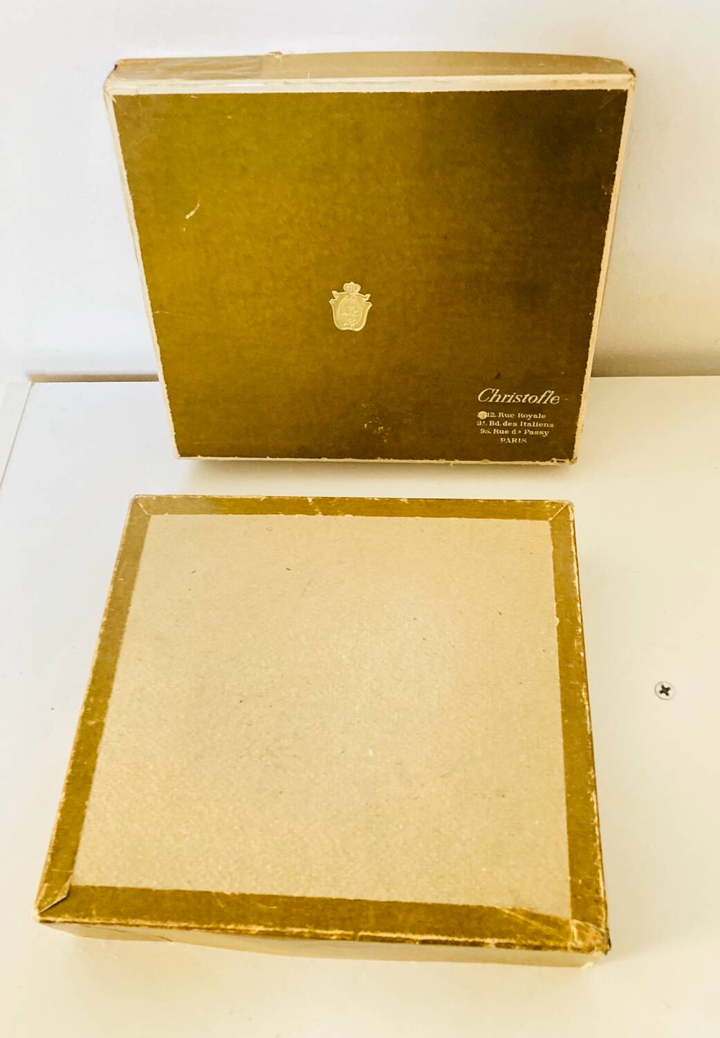 Christofle / galia trays in hallmarked silver metal in their case