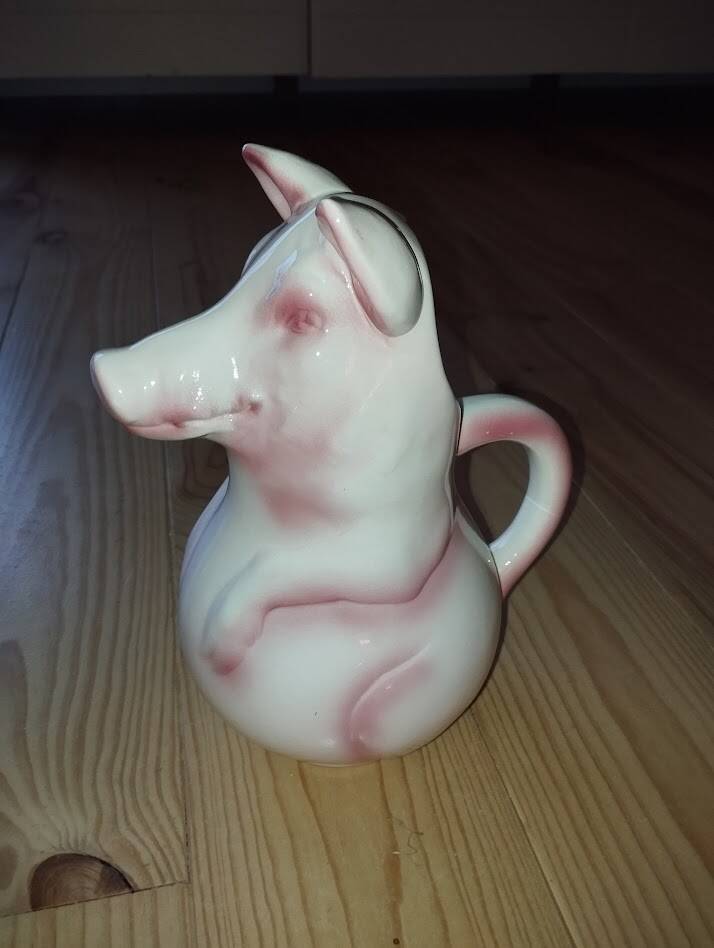 Large pig jug in earthenware – Saint-Clément France, exceptional condition