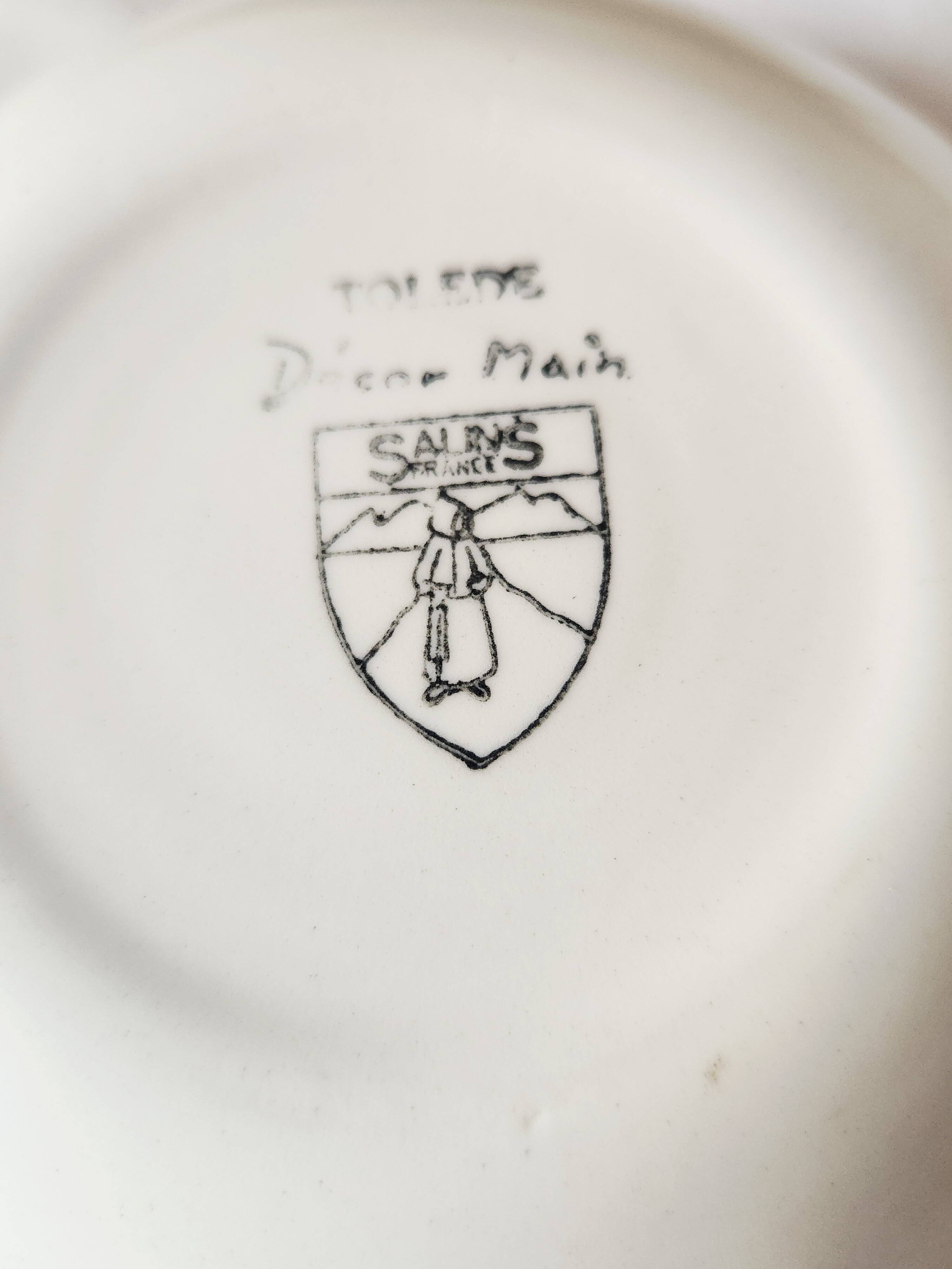 Vintage french 1960s stalins toledo - toledo dessert bowls black olive leaf