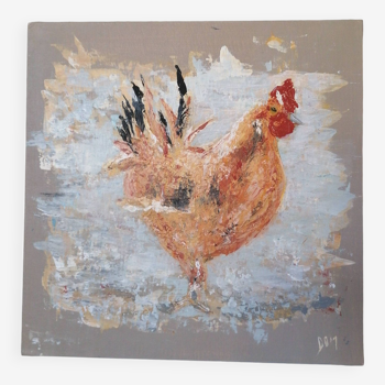 Charming Red Hen Painting